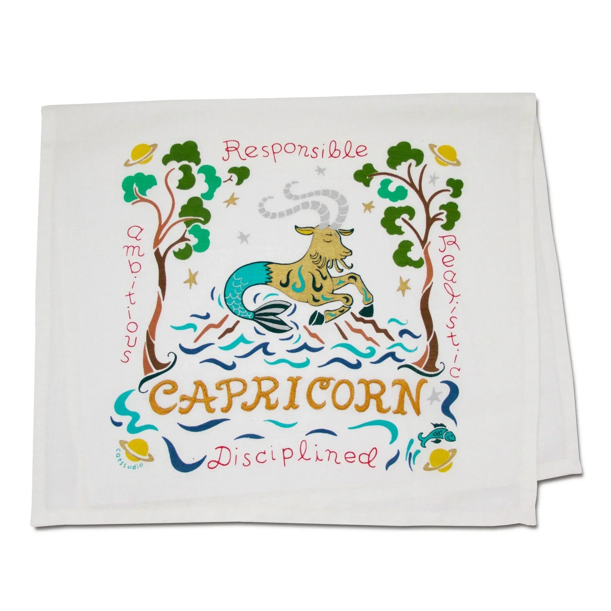 Capricorn Embroidered Dish Towel