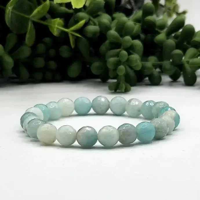 Amazonite Faceted Bead Stretch Bracelet Side View