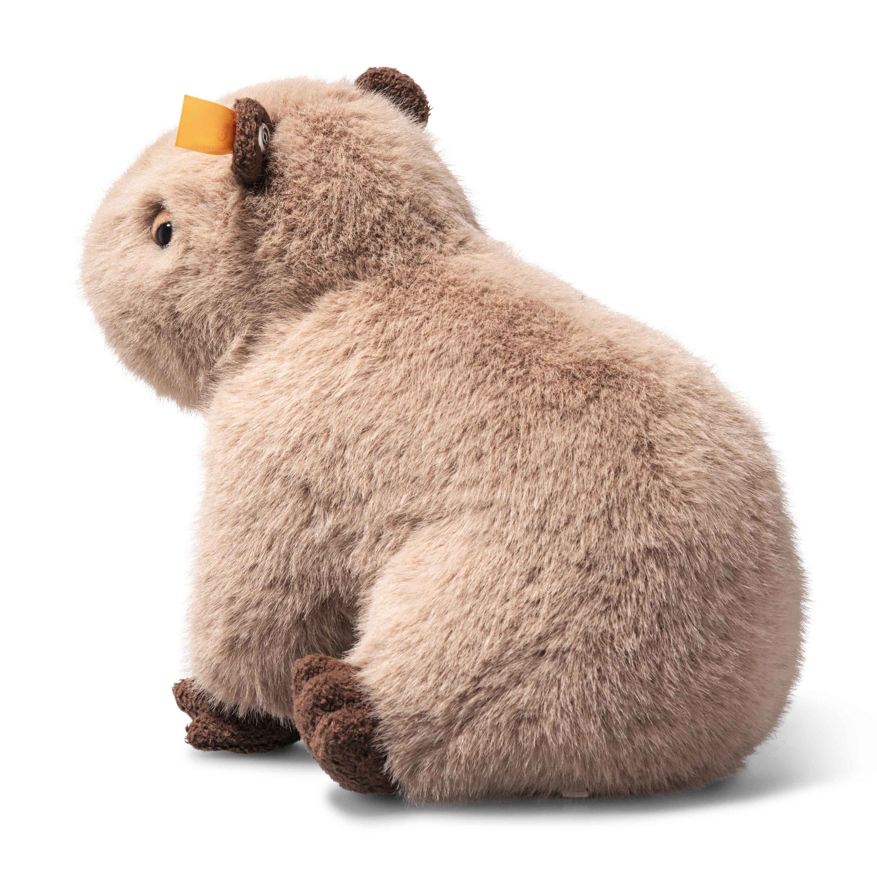 PChip Capybara Plushie lush toy of a guinea pig back view on a white background