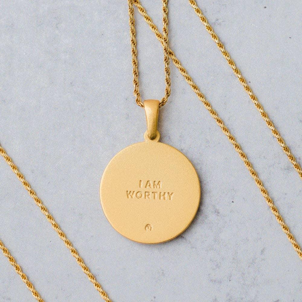 I Am Worthy Medallion Necklace Back