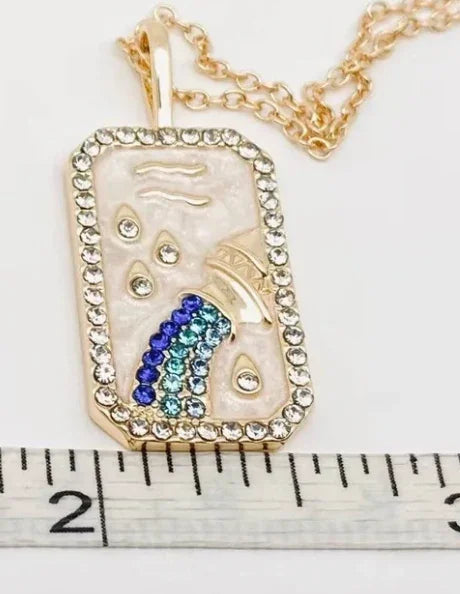 Aquarius Zodiac Tarot Card Necklace Size