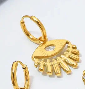 Evil Eye Charm Hoop Earrings Back