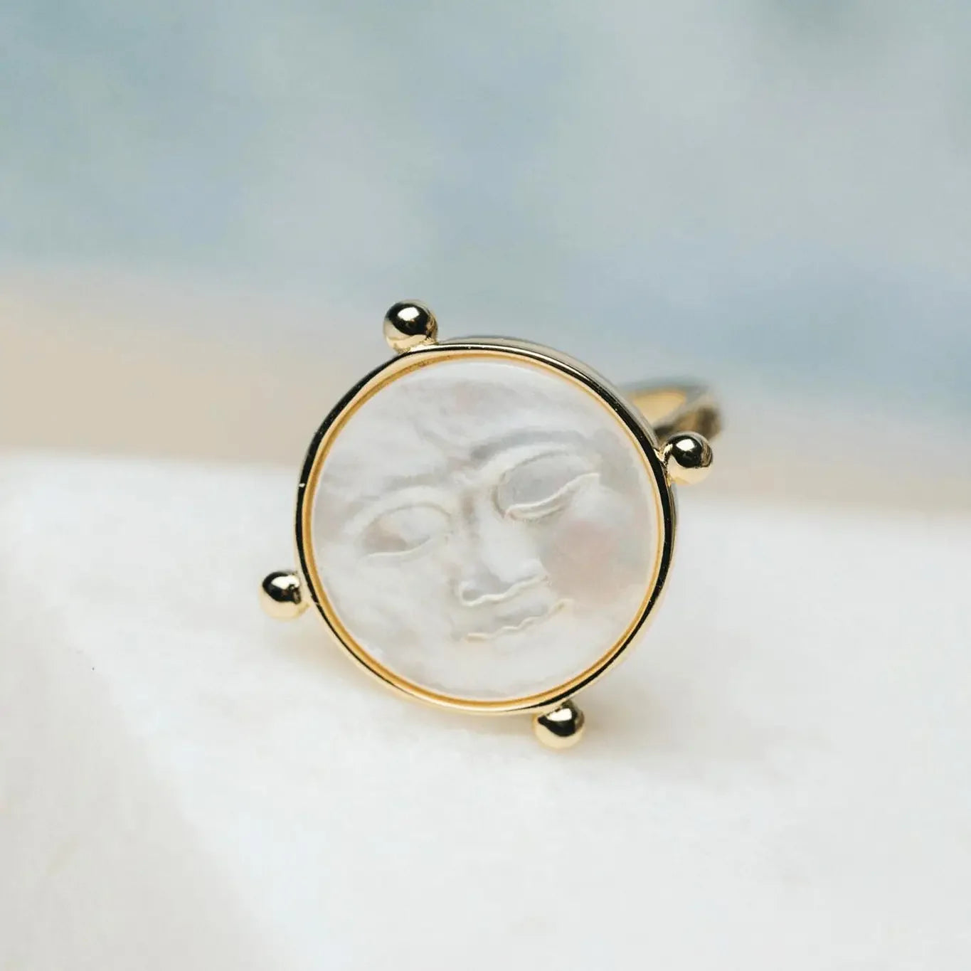 Moon Dance Ring Blue Background