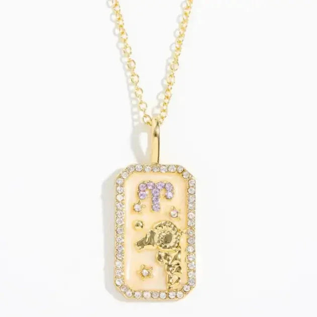 Aries Zodiac Tarot Card Necklace