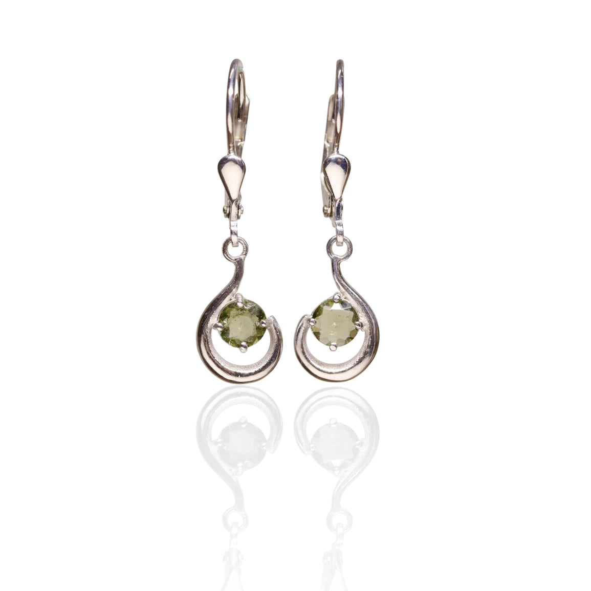 Endless Love Faceted Circle Moldavite Earrings
