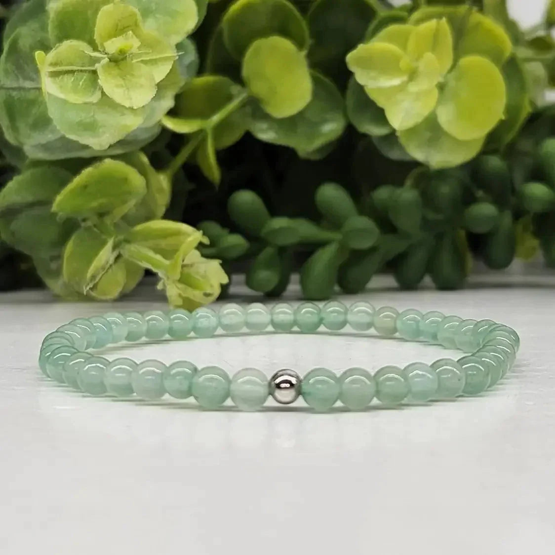 Aventurine Smooth Bead Stretch Bracelet front view