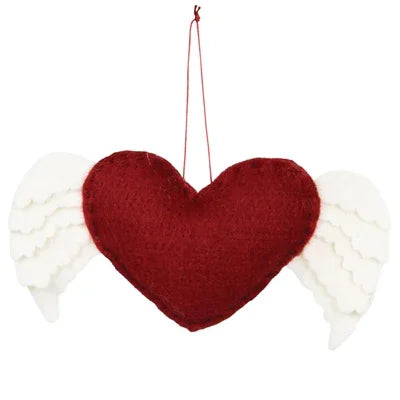 Winged Heart Felt Charm or Ornament