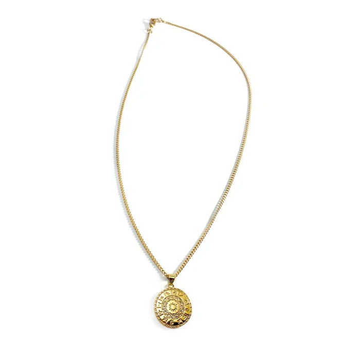 Horoscope Pendant on Brass Curb Chain Necklace with Whole Chain