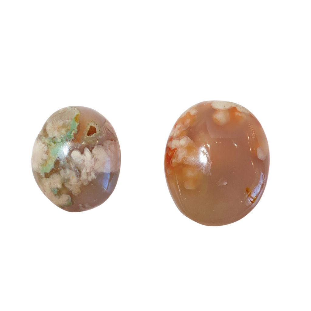 Two Different Colors Flower Agate Palm Stone