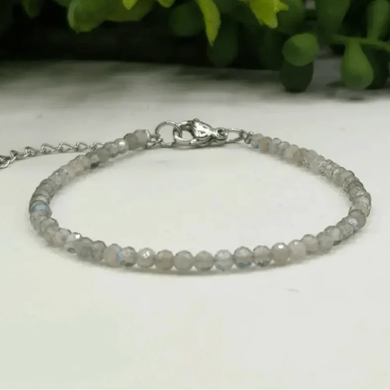 Labradorite 3mm Faceted Clasp Bracelet