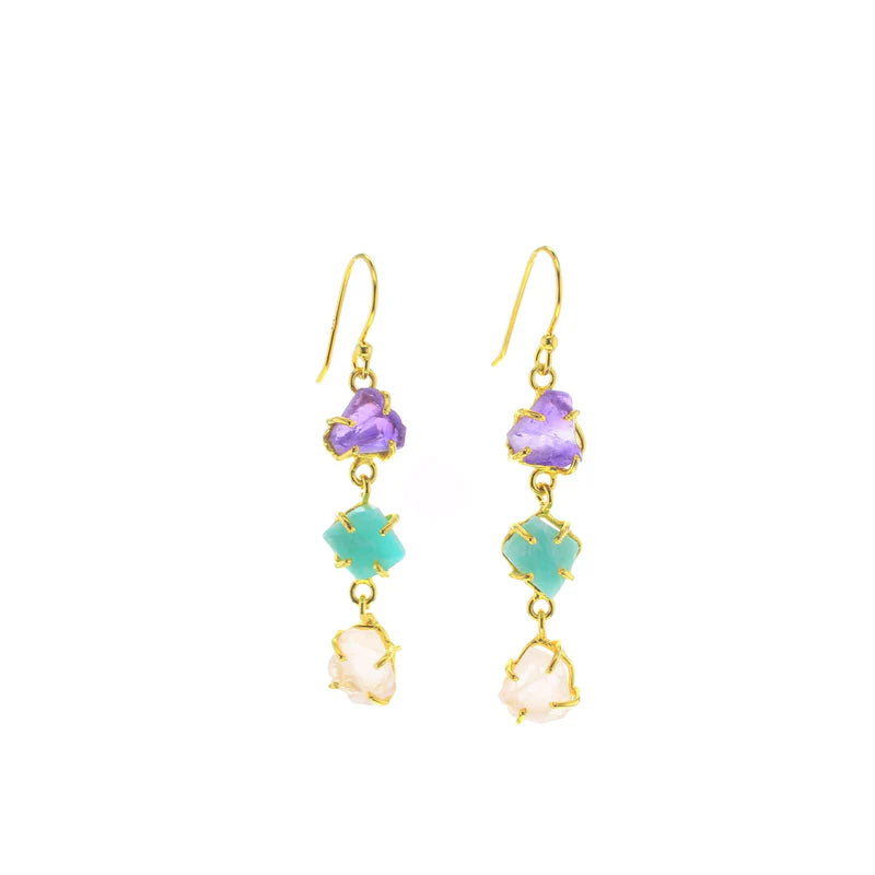 Amethyst, Amazonite & Rose Quartz Maka Earrings