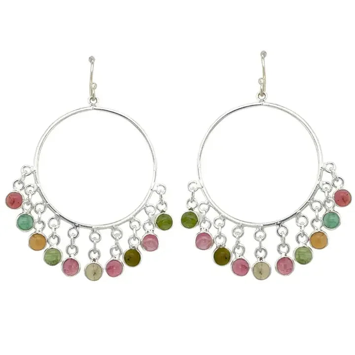 Multi-Tourmaline Hoop Earrings