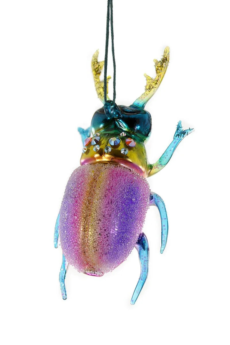 Purple Stag Horn Beetle Glass Ornament