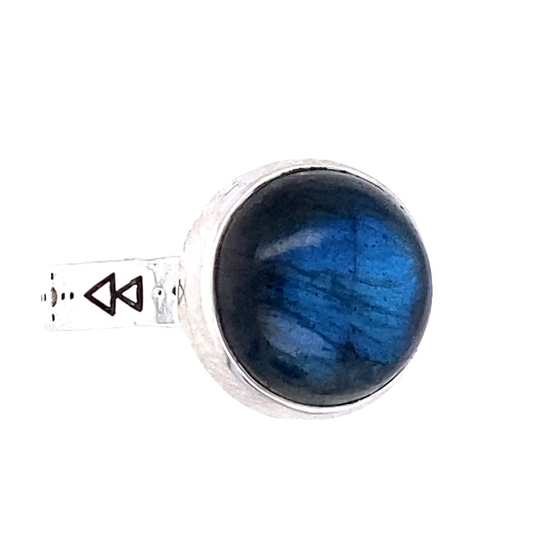 Labradorite Warrior Round Ring Sterling Silver