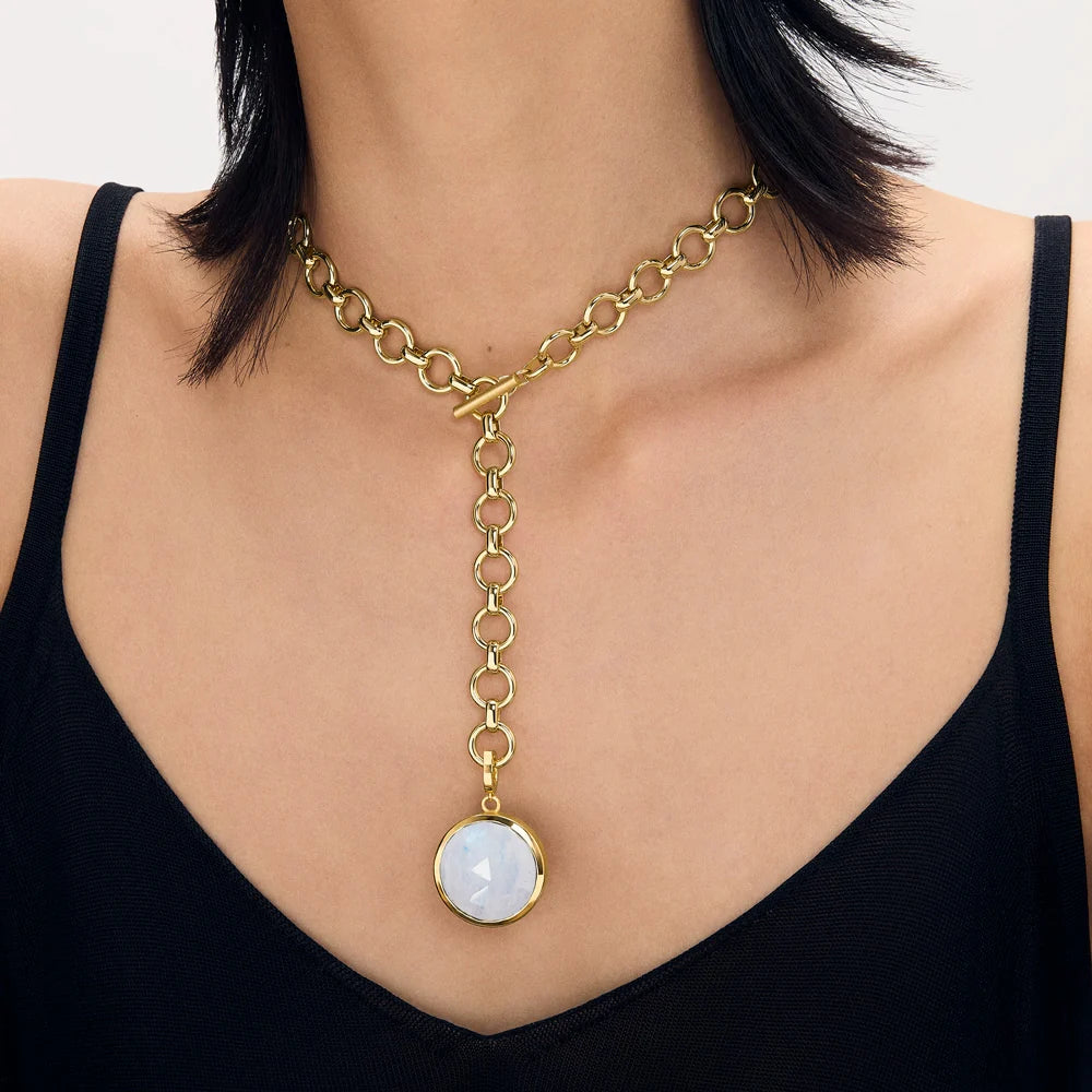 Rainbow Moonstone Knowout Necklace on Model