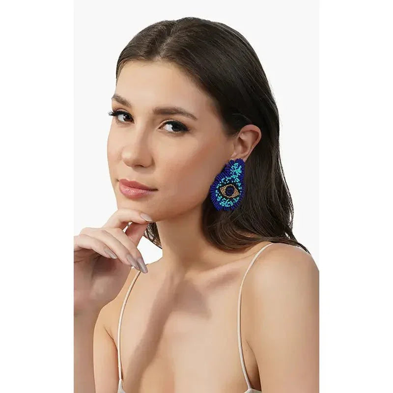 Smokey Eye Evil Eye Beaded Earring - Body Mind & Soul Houston