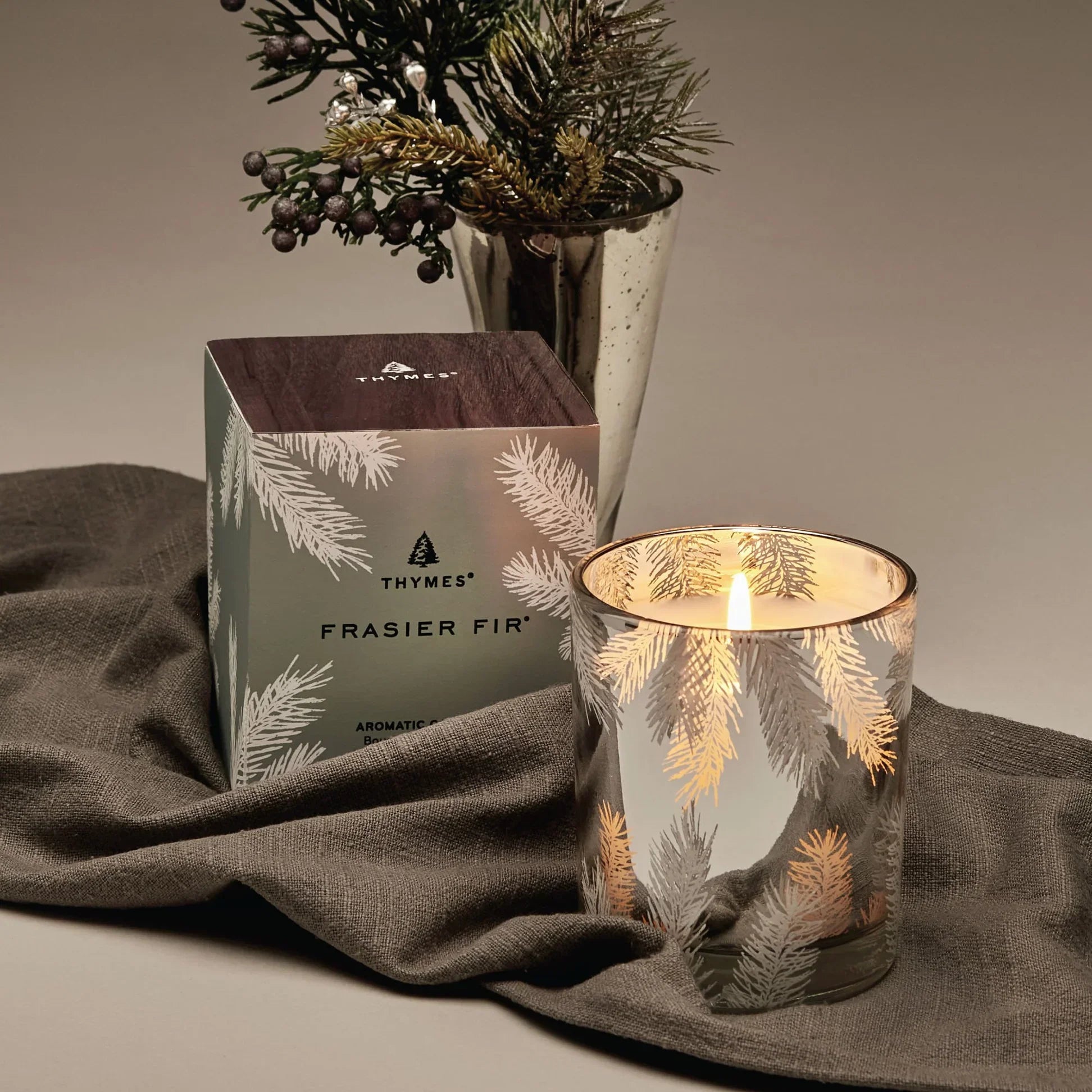 Frasier Fir Statement 6.5oz Poured Candle on Fabric