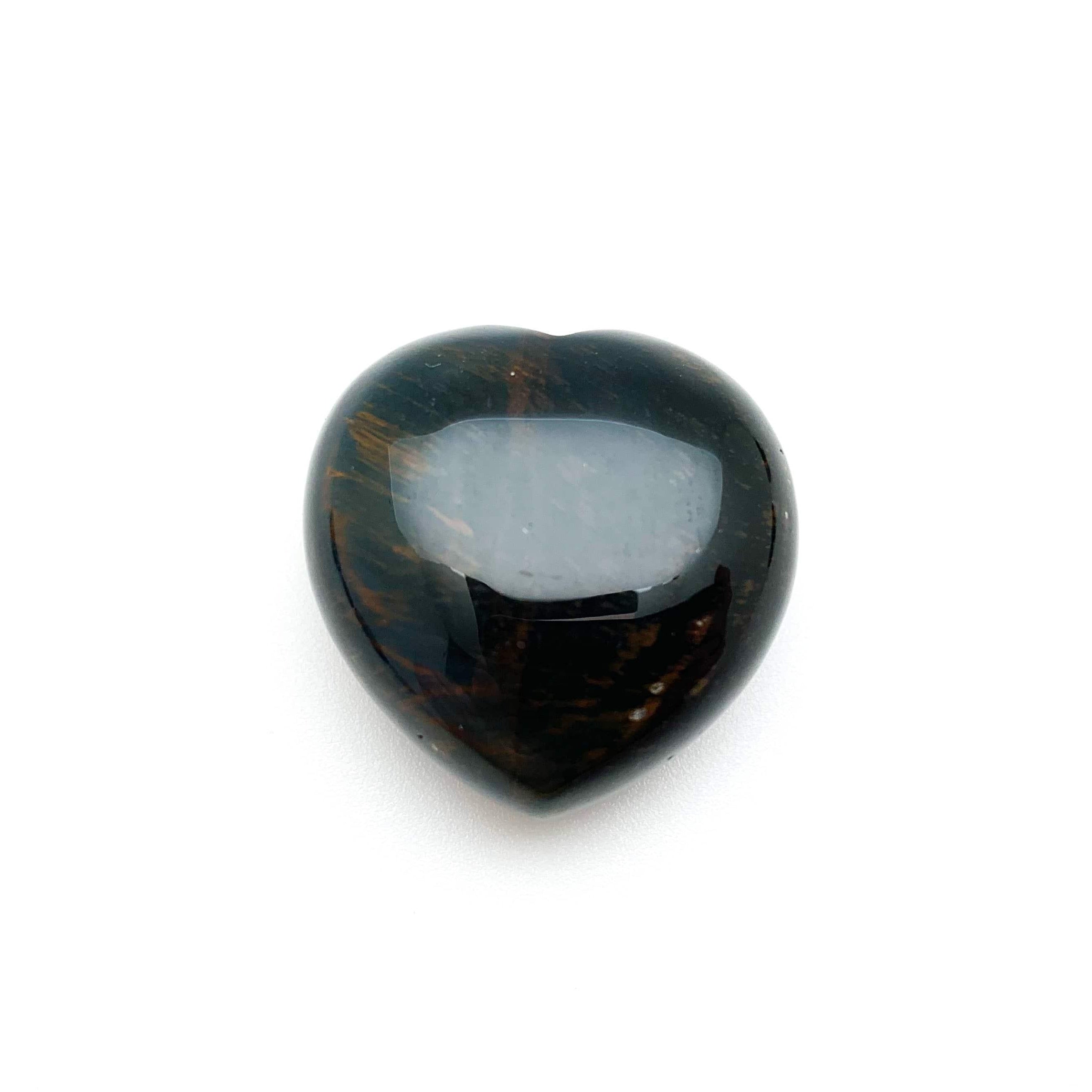 Crystal Stone Puff Hearts Tiger Eye Blue