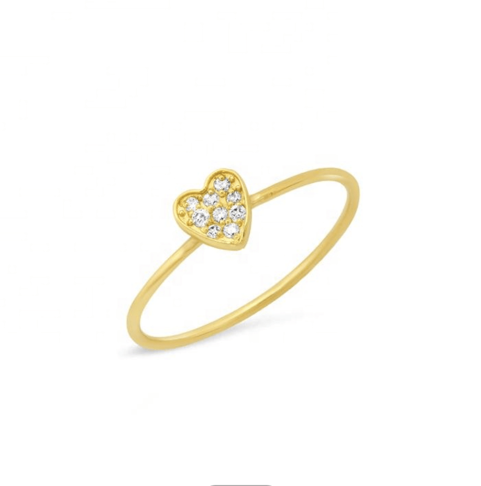 Tiny Heart Gold Plated Ring with CZ