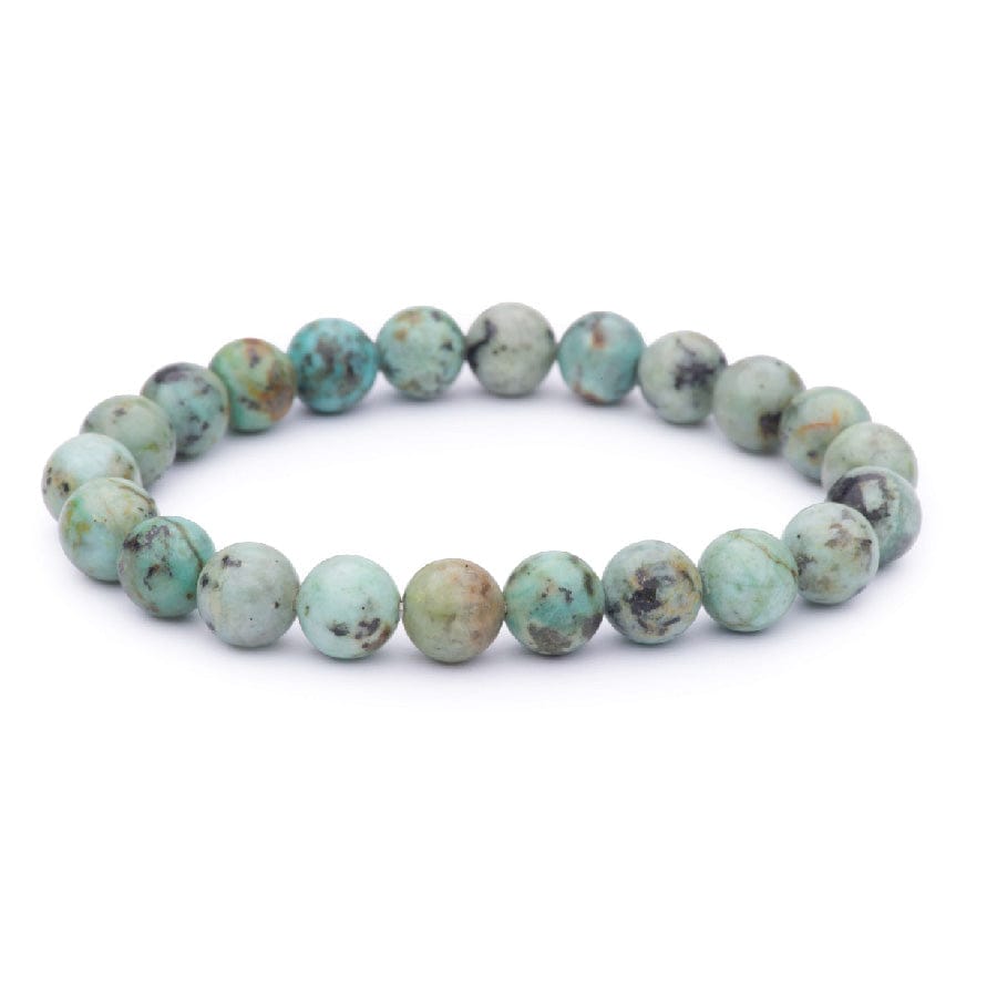African Turquoise Smooth Bead Stretch Bracelet