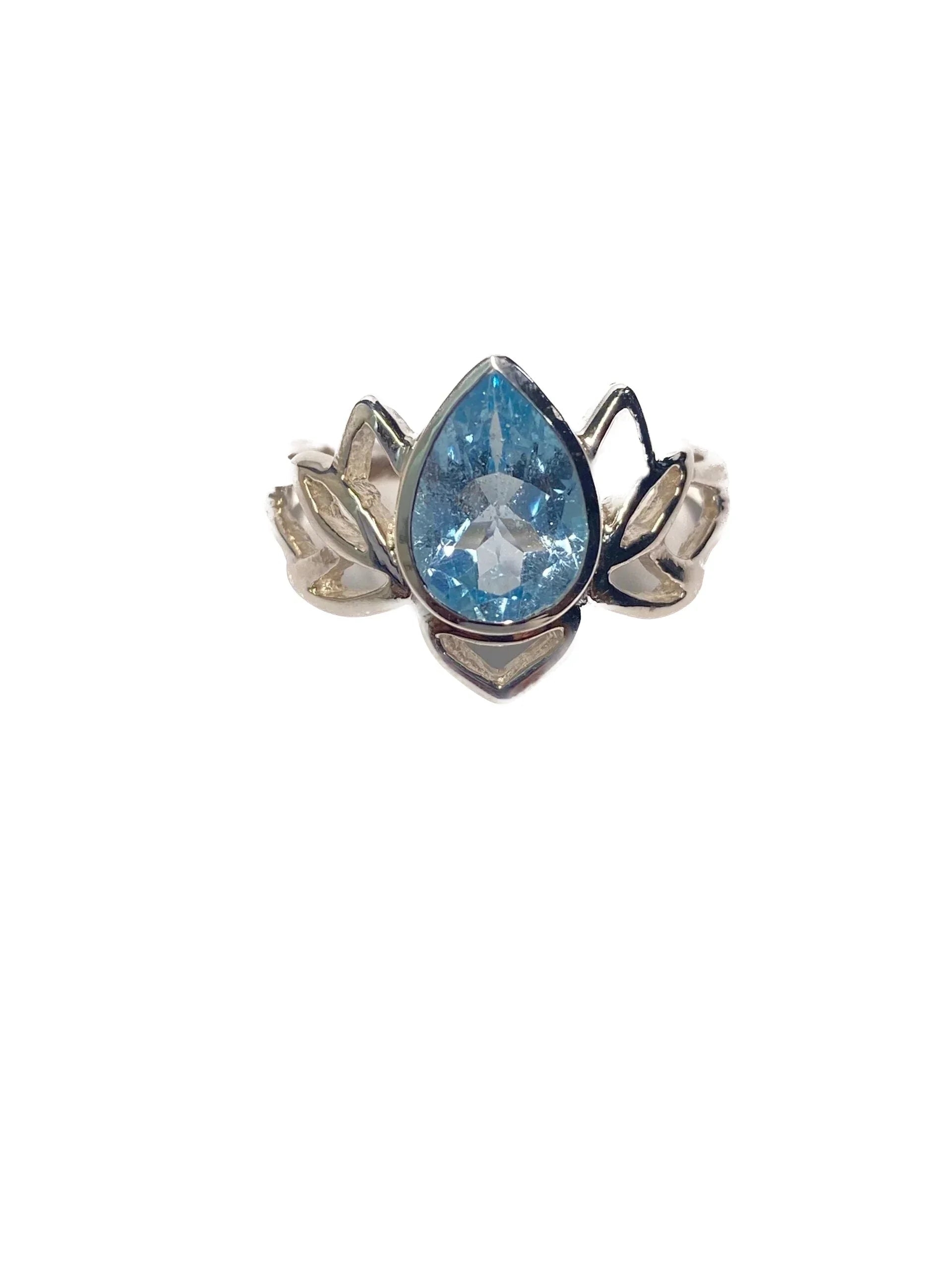 Blue Topaz Lotus Ring