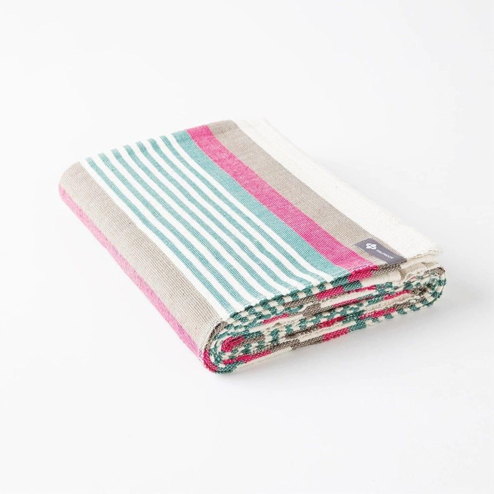 Cotton Yoga Blanket in Beach Stripe Inked Canvas