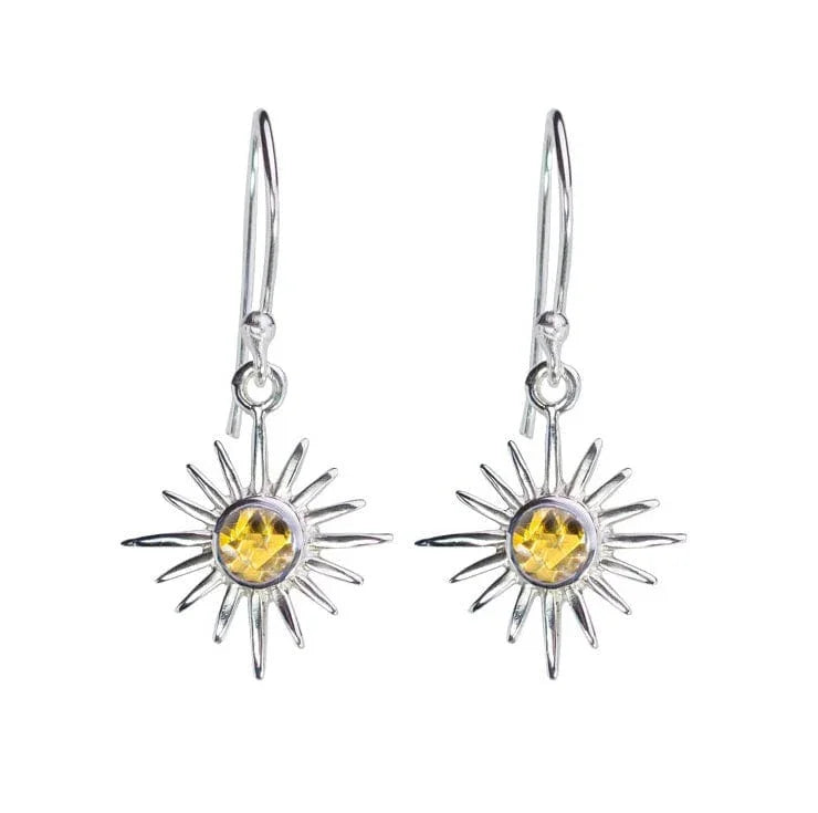 Citrine Sunburst Sterling Silver Earrings