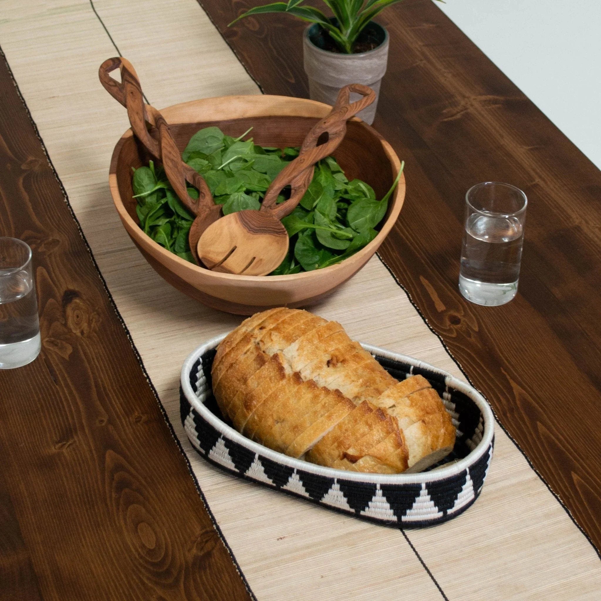 Black + White Tofali Oval Basket