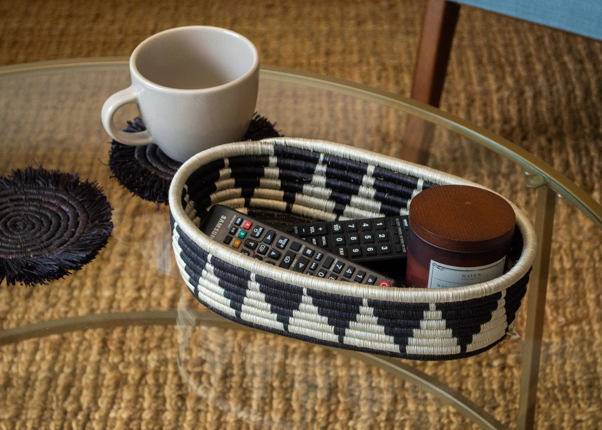 Black + White Tofali Oval Basket