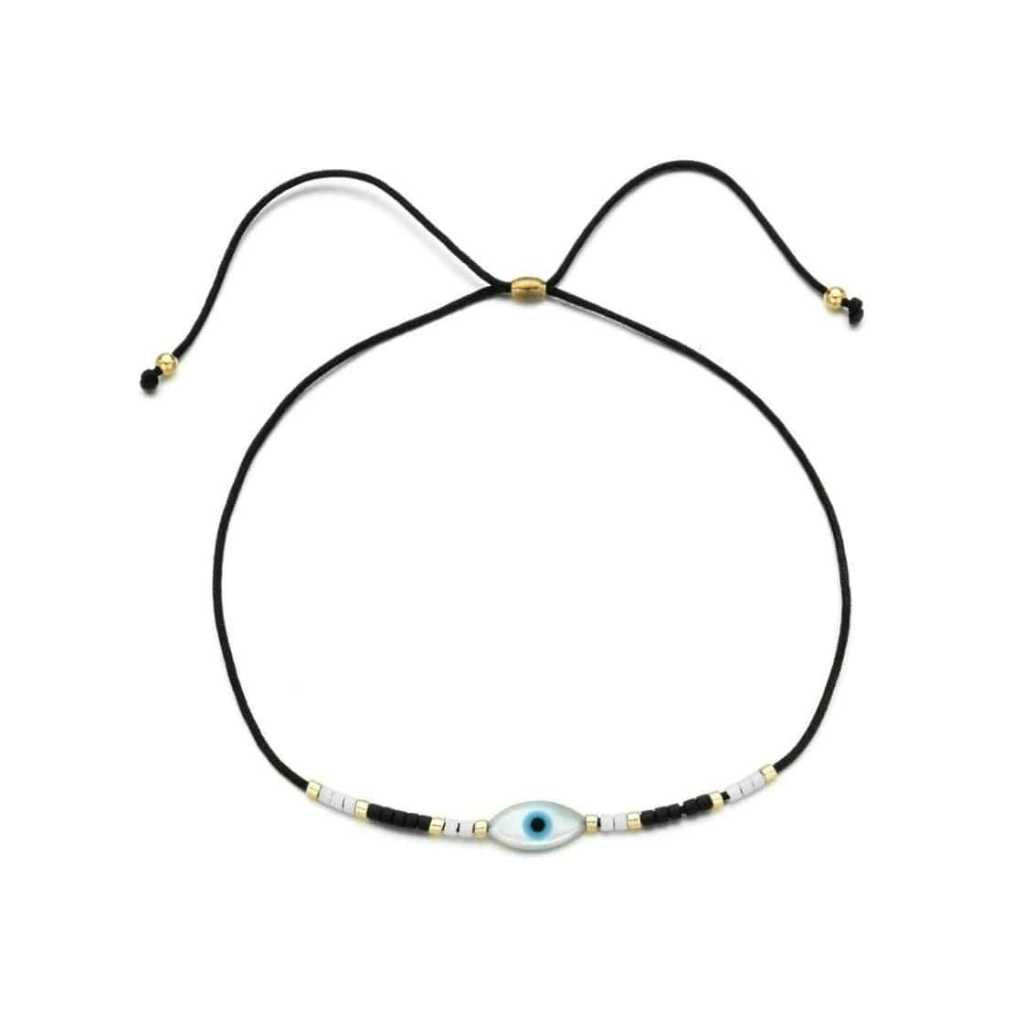 Evil Eye Cord Bracelet in Black