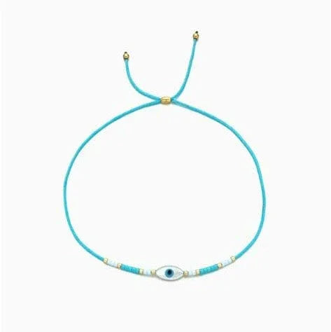 Evil Eye Cord Bracelet in Turquoise