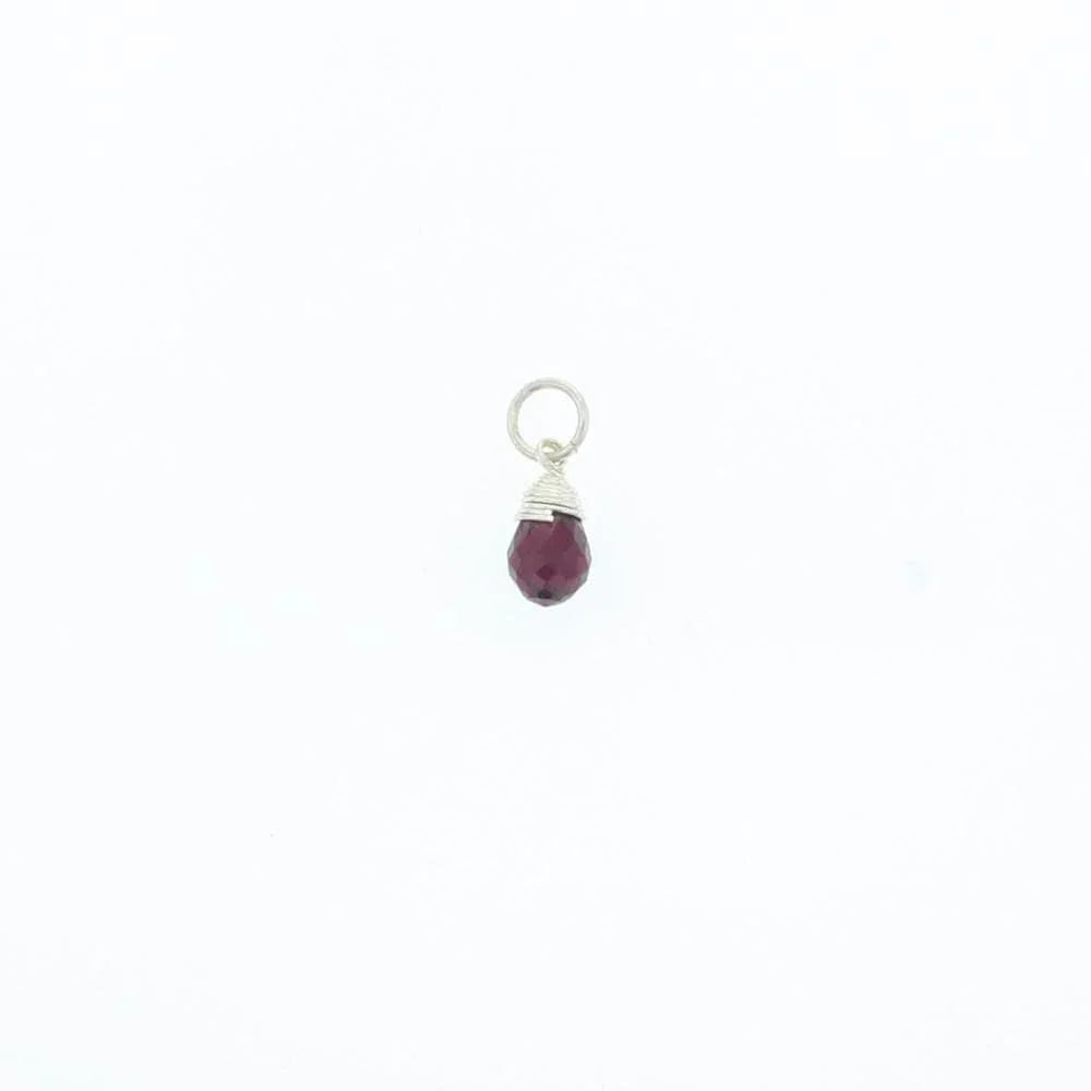 Garnet Sterling Silver Mini Charm