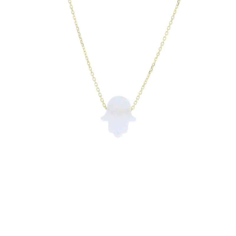 Hamsa Glow Necklace Gold Vermeil Chain
