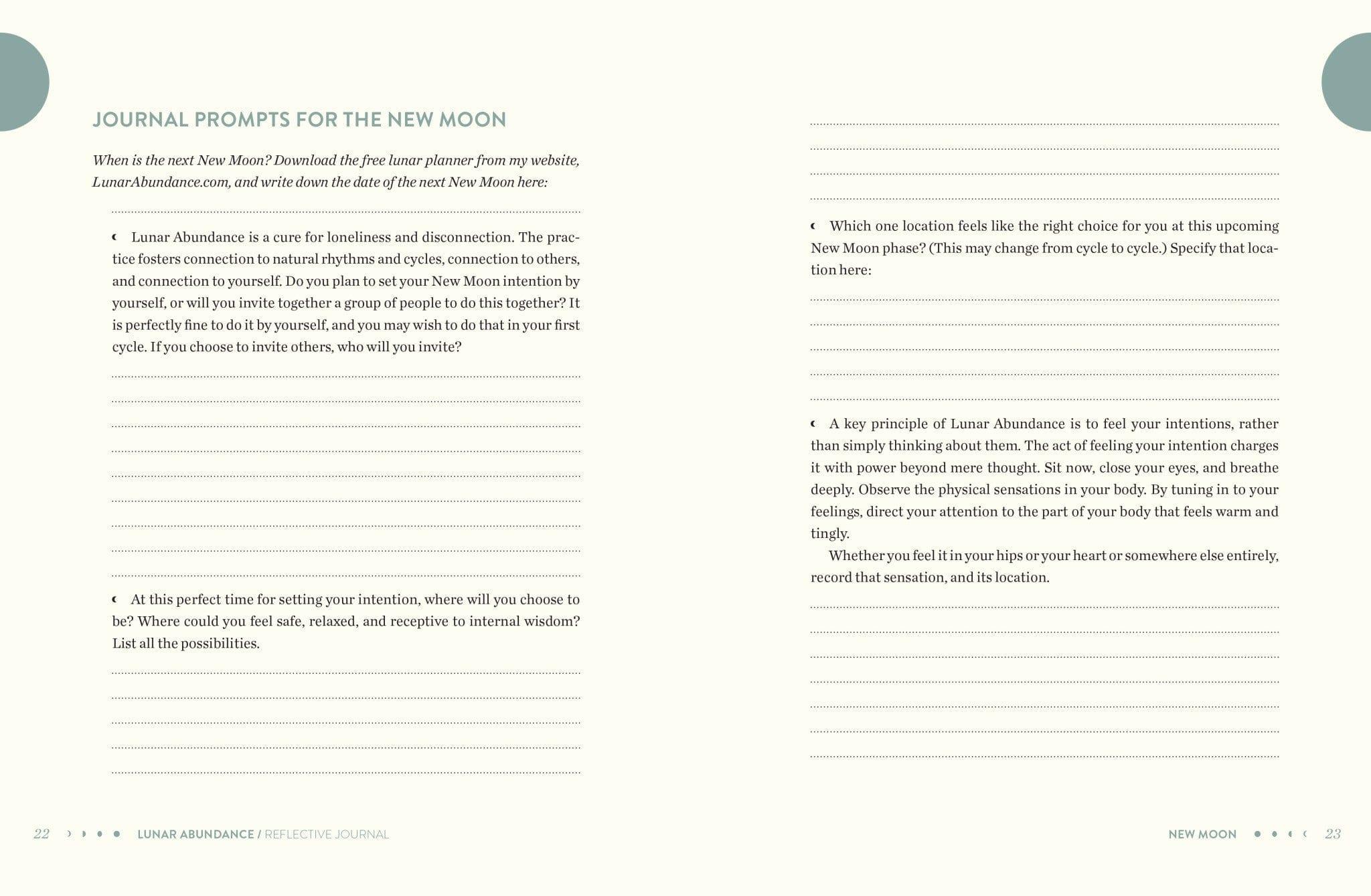 Lunar Abundance Reflective Journal