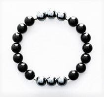 Men's Stone Bracelets Black Agate with Hematite