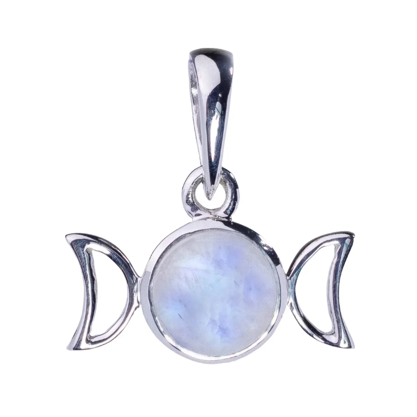 Triple Moon Moonstone Flash Sterling Silver Earrings