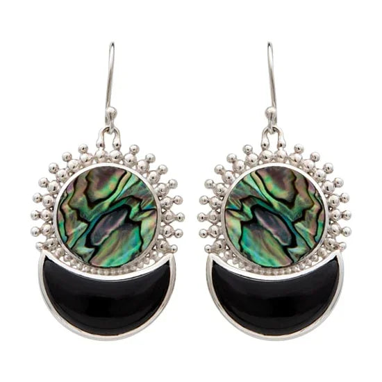 Moonstruck Black Onyx and Shell Earrings