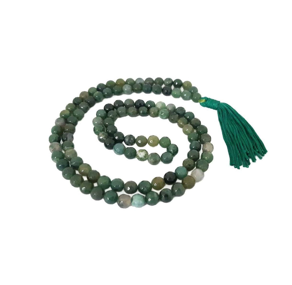 Agate Moss Faceted Mala