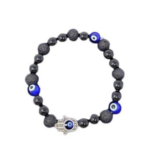Evil Eye Lava Stone with Hamsa Bracelet