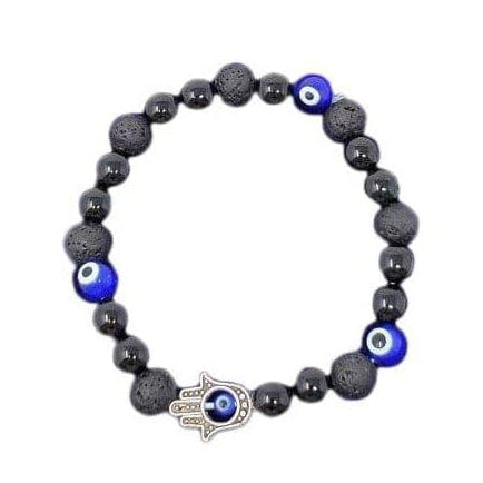 Evil Eye Lava Stone with Hamsa Bracelet