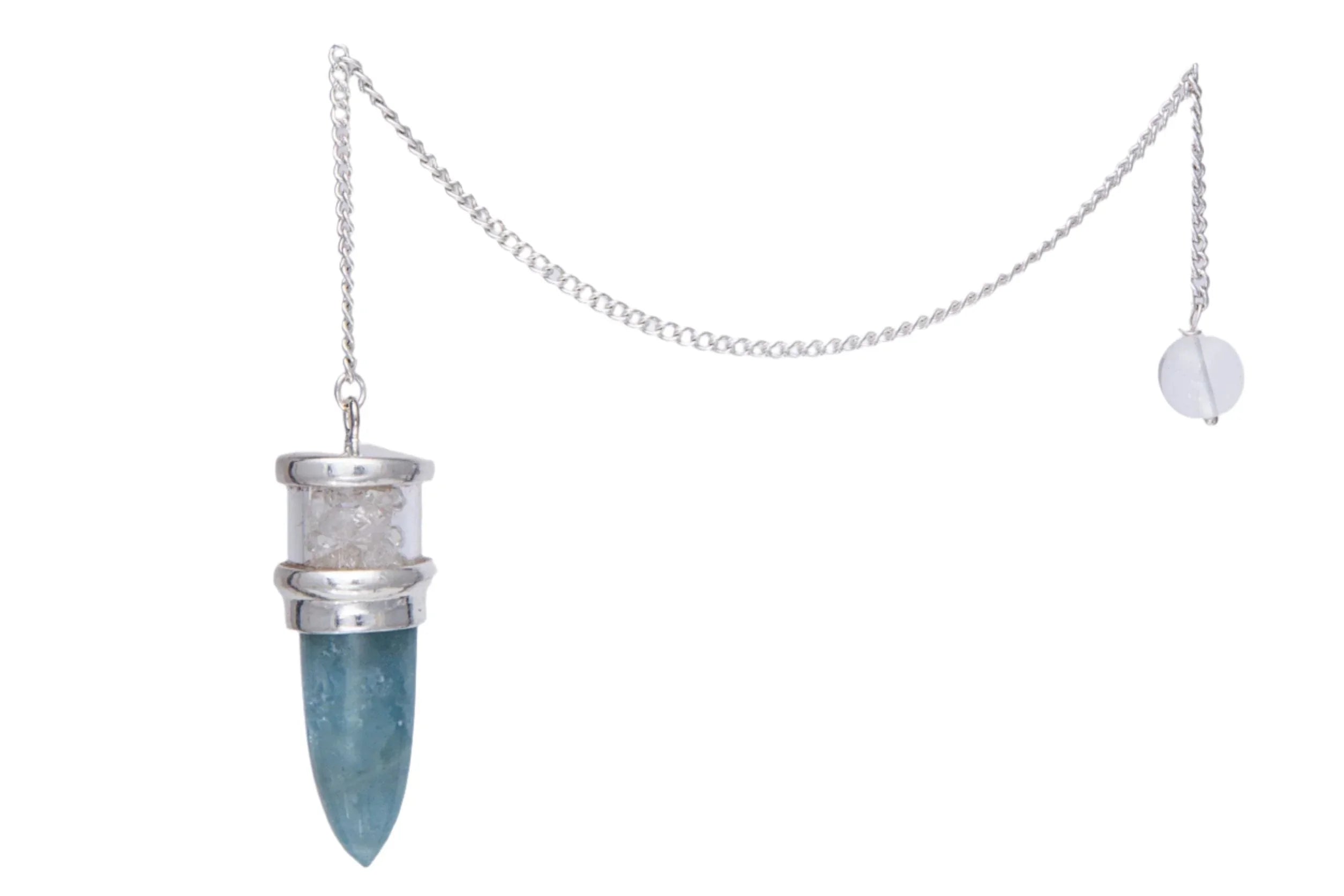 Aquamarine and Herkimer Diamond Sterling Silver Pendulum
