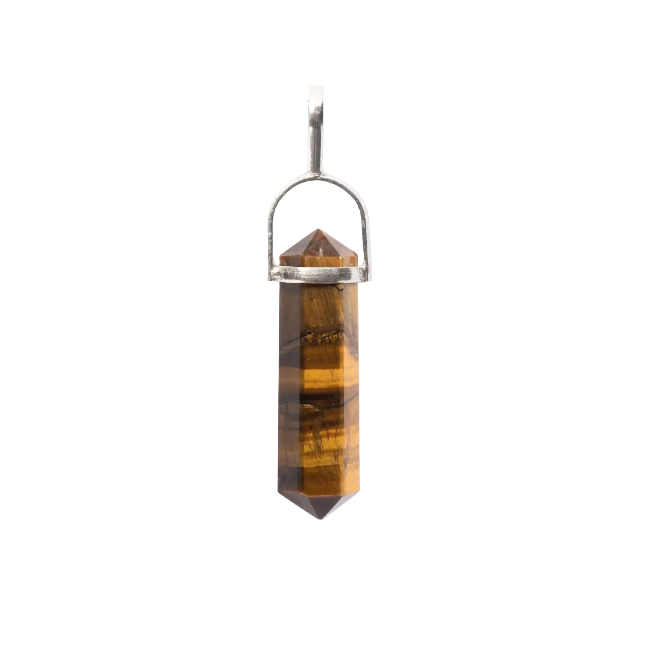 Tiger's eye crystal pendant on a white background