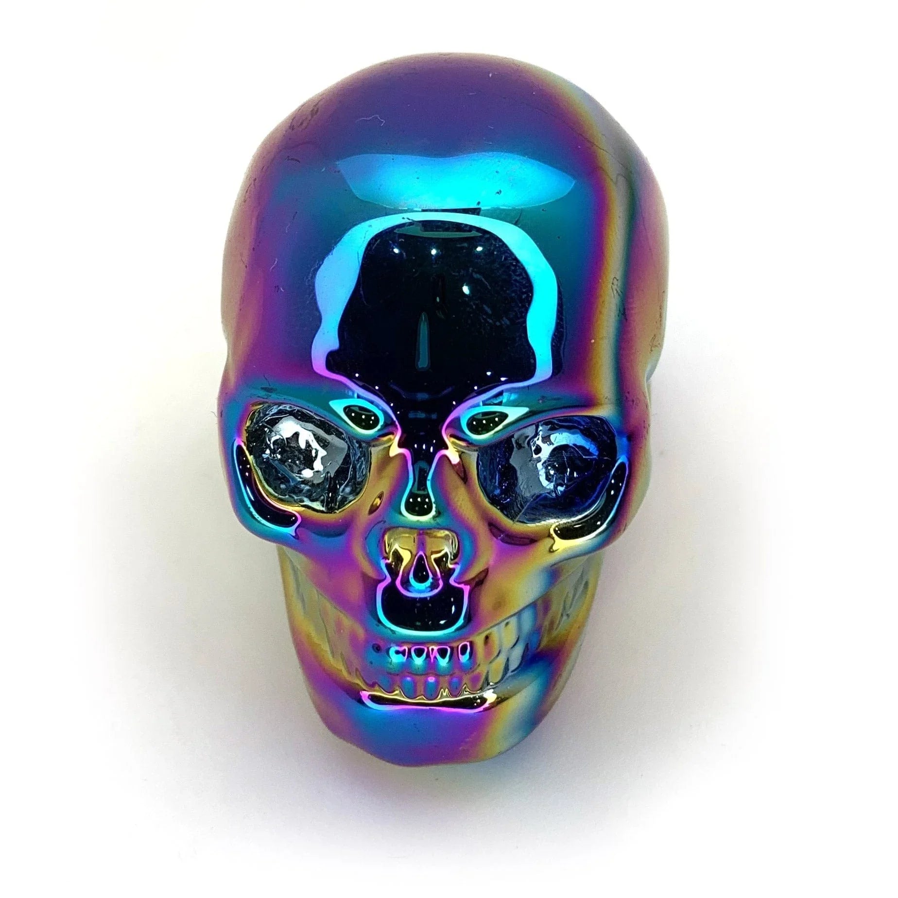 Iridescent Rainbow Aura Quartz Crystal Skull