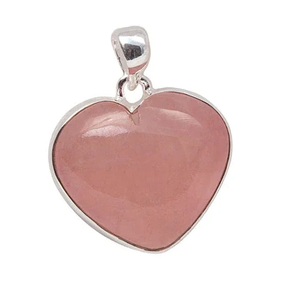 Rose Qurtz Sterling Silver Heart Pendant