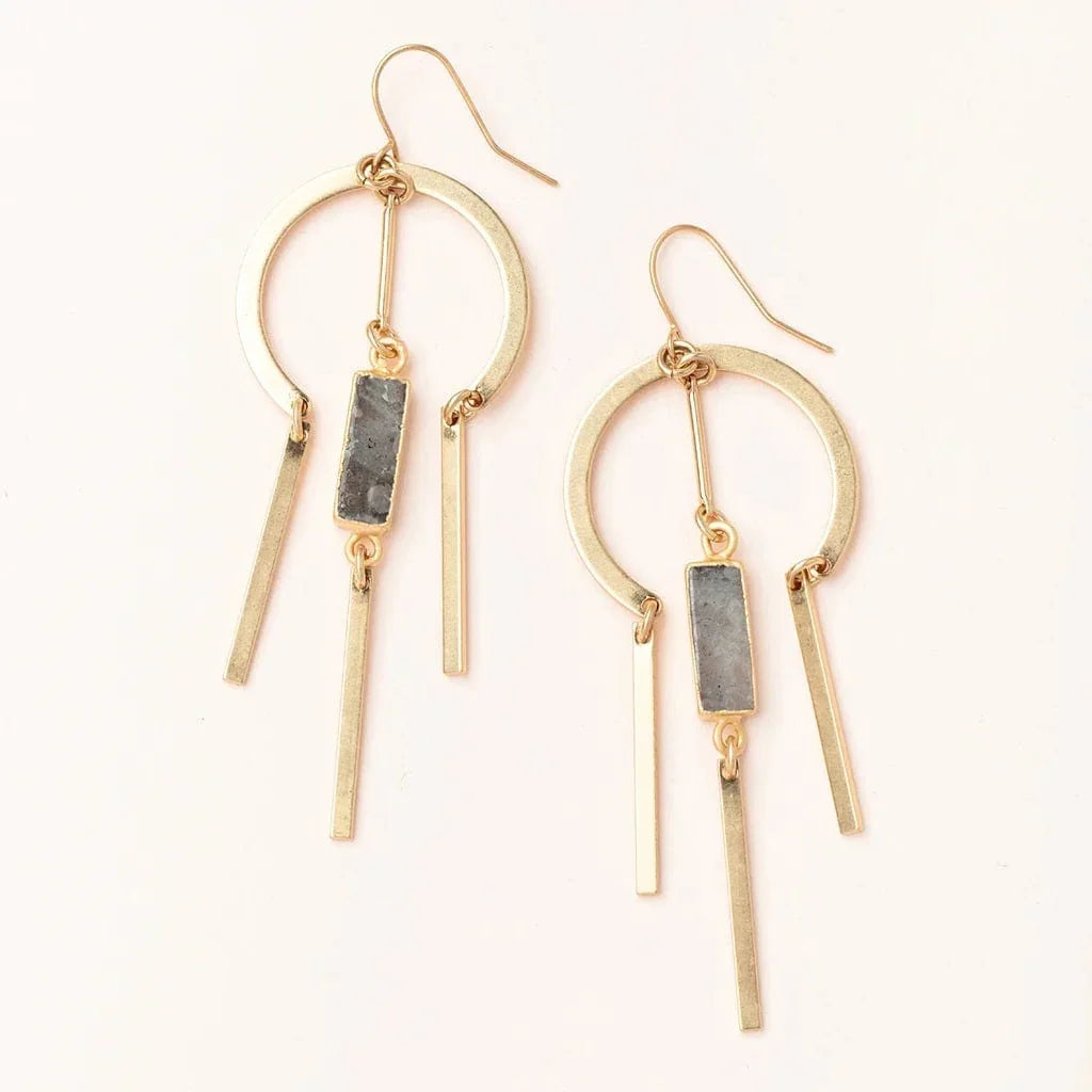 Dream Catcher Stone Earrings in Labradorite