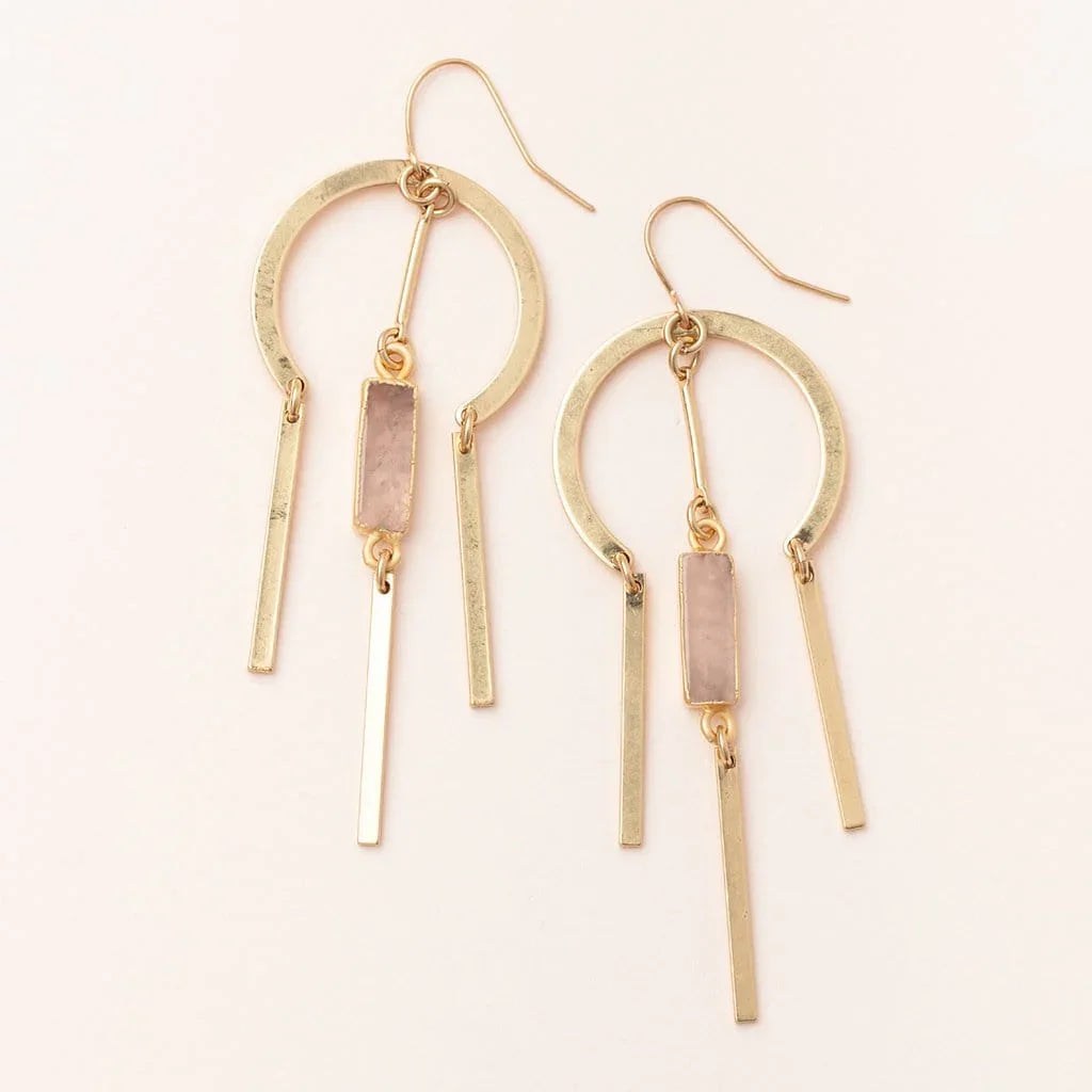 Dream Catcher Stone Earrings in Rose Quartz