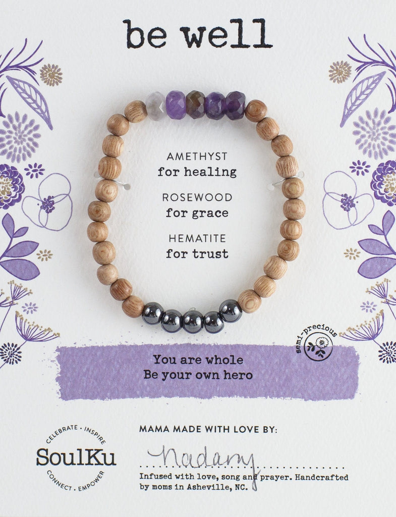Amethyst Be Your Own Hero Be Well Bead Bracelet for Wellness