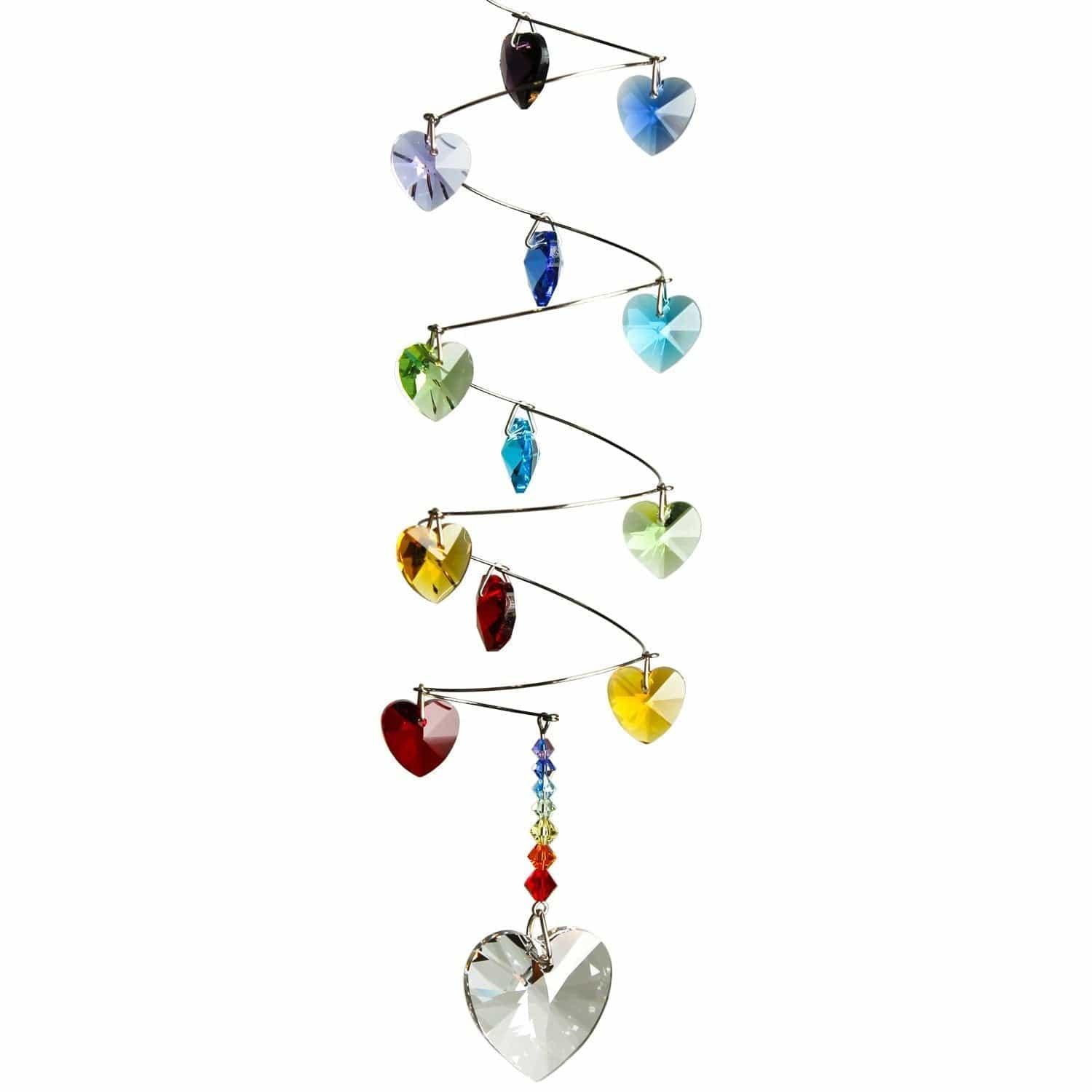 Crystal Rainbow Hearts Spiral Suncatcher