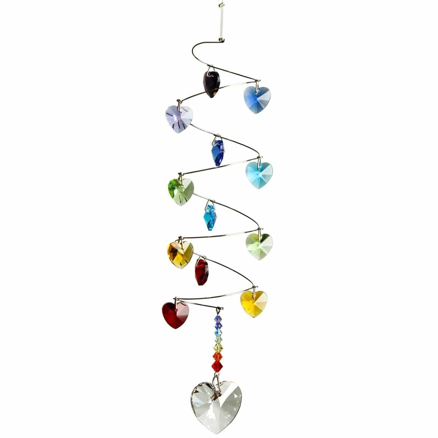 Crystal Rainbow Hearts Spiral Suncatcher