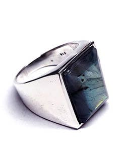Labradorite Men's Signet Ring Size 10 Sterling Sivler